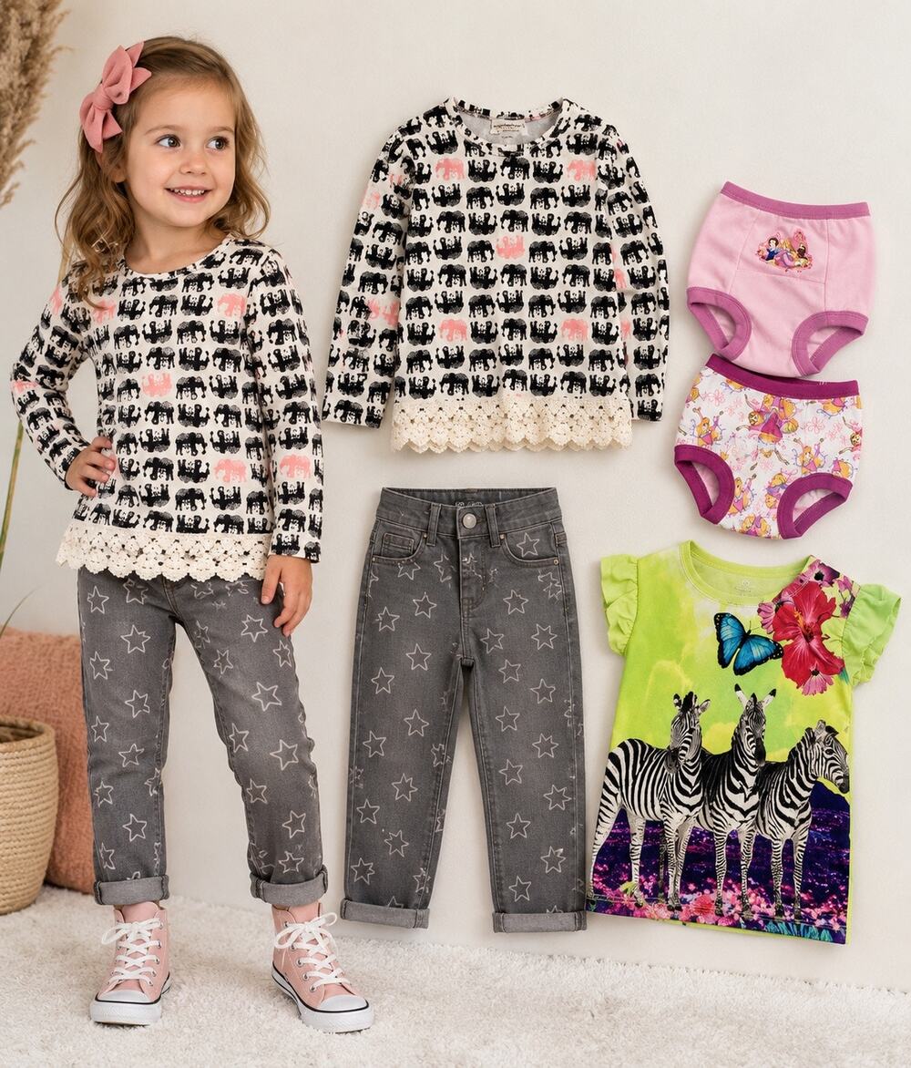 Toddler Girls 5 Piece Clothing Bundle 2T Disney Cat & Jack Arizona Pants Tops